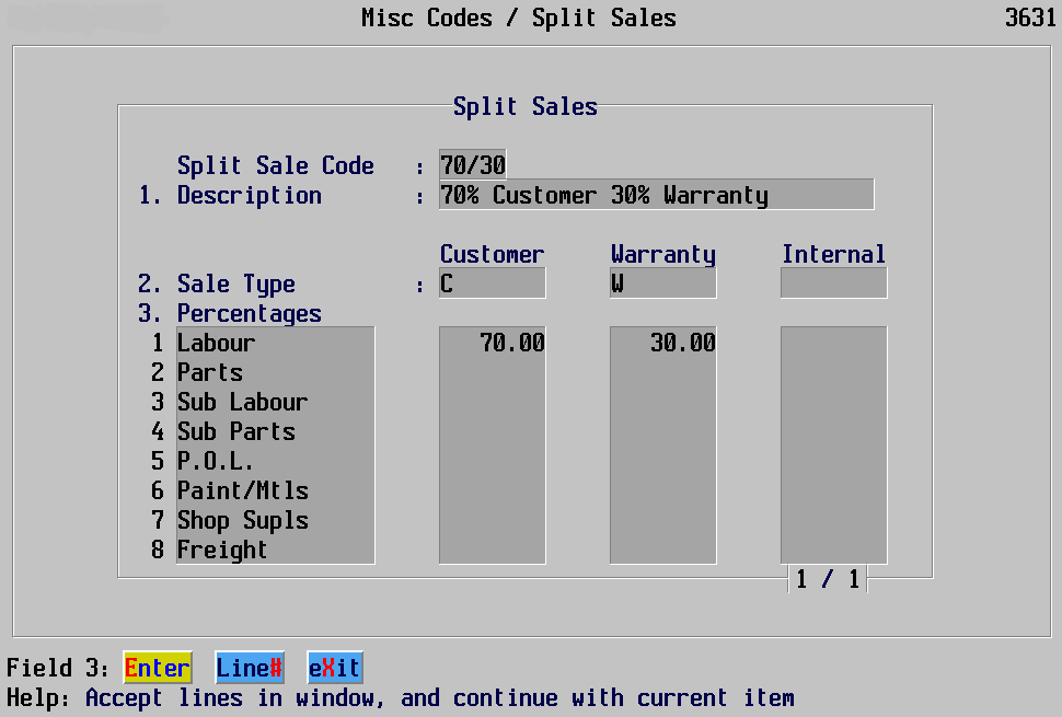 Misc Codes / Split Sales